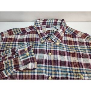 ANDHURST Plaid Flannel Button Down Shirt Mens Size Large Long Sleeve Casual